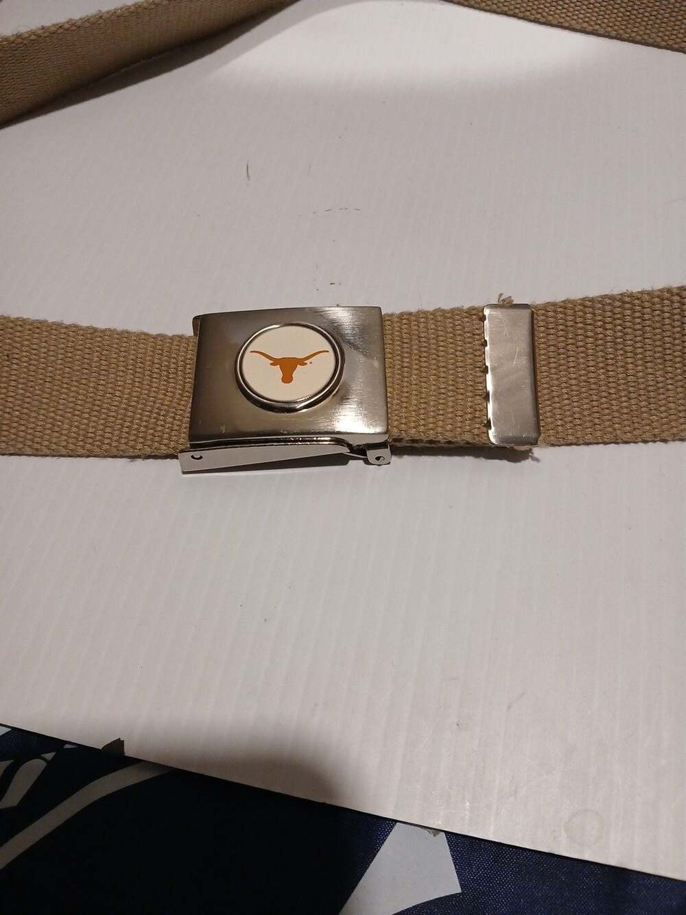 Texas Longhorns Web Belt Tan Polyester Bottle Opener Buckle